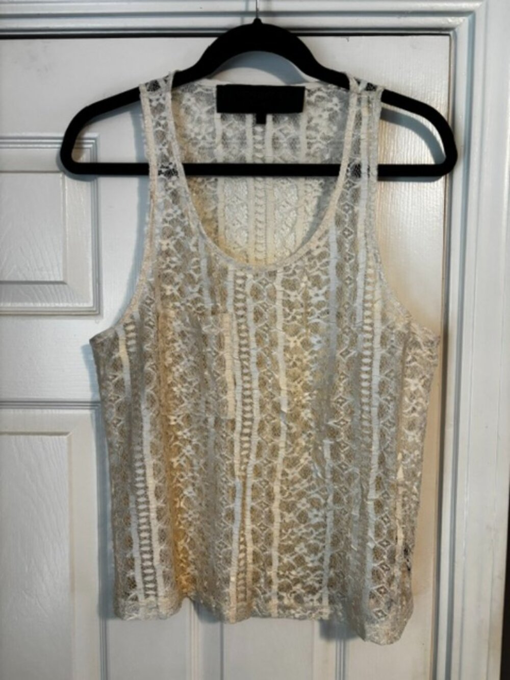 Leyendecker Los Angeles Ivory Sheer Lace Tank Top Made in USA Boho Size 6